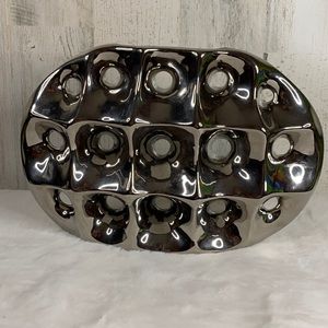 Litton Lane Silver Ceramic Modern Decorative Vase Mirrored Image